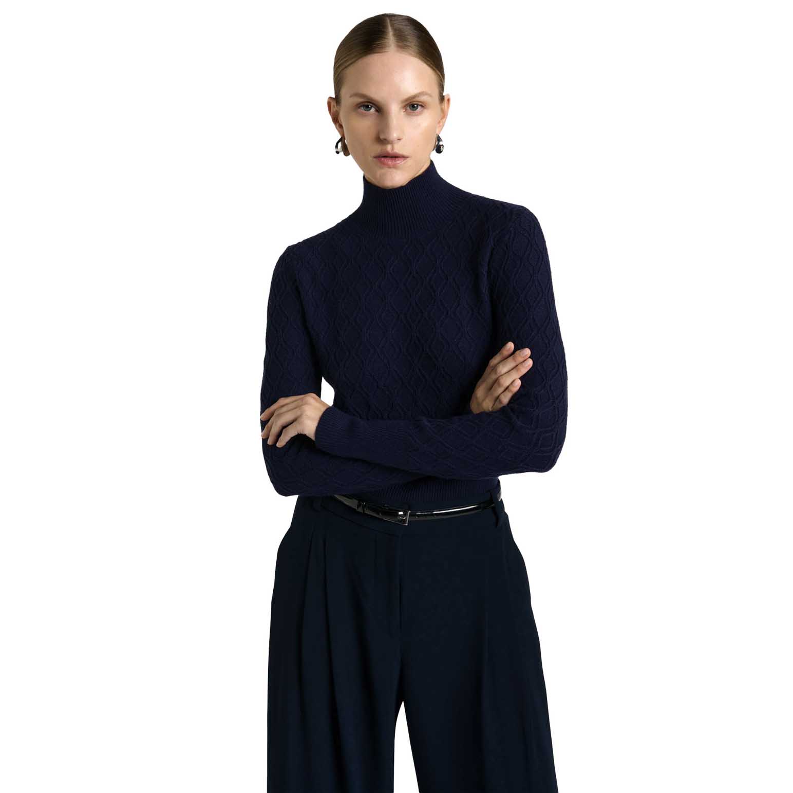 Cue Textured Funnel Neck Sweater